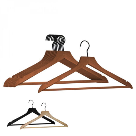 Lot de 10 cintres 44.5 cm pour vêtements adulte premium avec crochet pivotant à 360° - Bois foncé - Vivezen