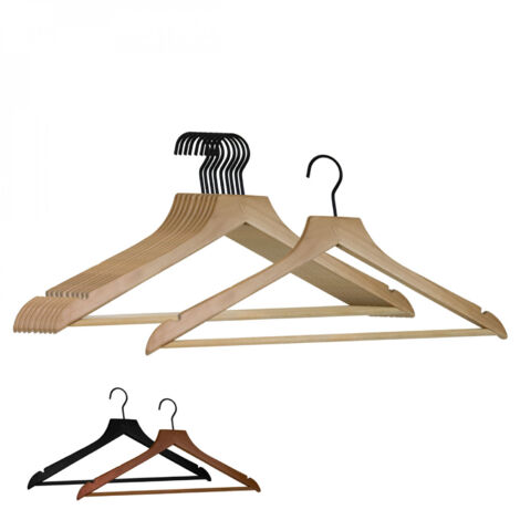 Lot de 20 cintres 44.5 cm pour vêtements adulte premium avec crochet pivotant à 360° - Bois clair - Vivezen