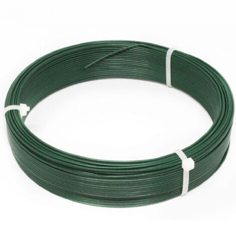 Fil d'attache en acier galvanisé plastifié pour grillage ou autre - 50 m x 1.3mm Ø - Vert - Linxor