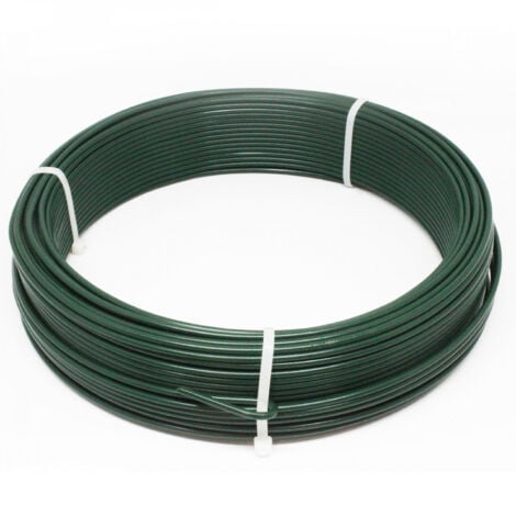 Fil de tension en acier galvanisé plastifié pour grillage ou autre - 50 m x 2.2mm Ø - Vert - Linxor