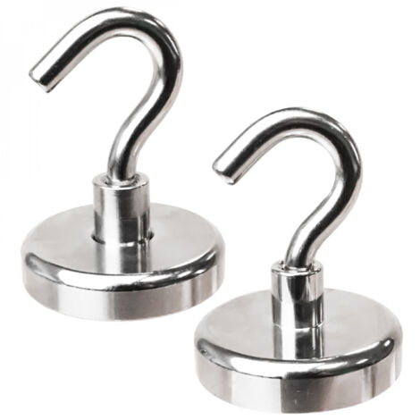Lot de 2 crochets magnétiques anti-rouille diamètre 4mm - KN36 - Chromé - Linxor (1/5)