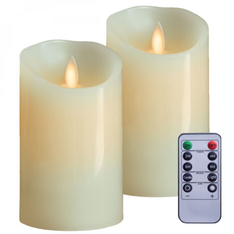 Lot de 2 bougies à LED 12.5 cm en cire avec télécommande, flamme vacillante - Vivezen (1/5)