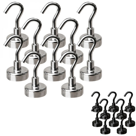 Lot de 10 crochets magnétiques anti-rouille diamètre 3 mm - KN20 - Chromé - Linxor (1/5)