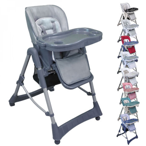 Chaise haute bébé pliable réglable 3 positions – Dossier inclinable – Tablette ajustable – Acier robuste – Harnais 5 points – Monsieur Bébé