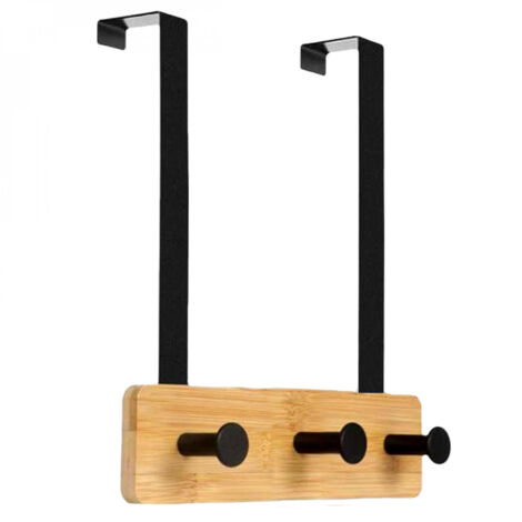 Porte manteau suspendu, crochet de porte - Bois - 3 crochets - Vivezen (1/5)