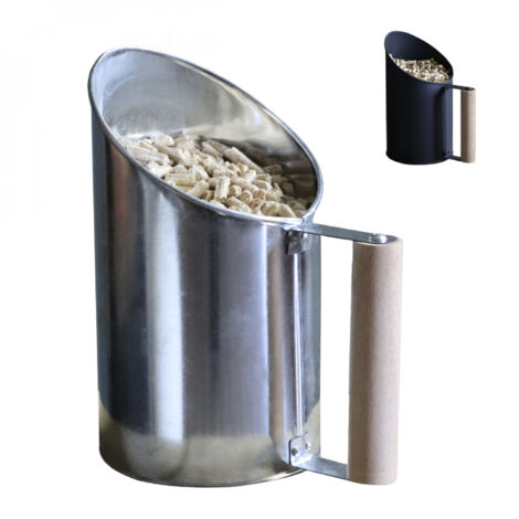 Linxor – Pelle à granulés 1,5L en fer de zinc – Poignée en bois ergonomique – Dimensions 20,5 cm x 11,5 cm – Accessoire poêle à granulés