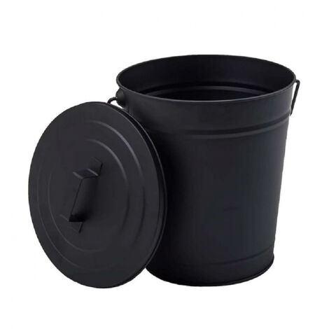 Linxor – Seau à cendres métal 12 L – Couvercle anti-emballement – Résistant à la corrosion – Diamètre 27 cm, hauteur 34.5 cm (1/5)