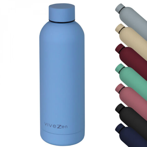 Bouteille, gourde isotherme chaud ou froid en acier inoxydable, réutilisable - 500 ml - Bleu - Vivezen