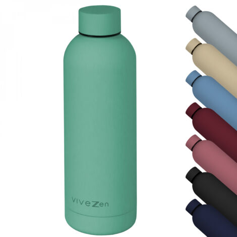 Bouteille, gourde isotherme chaud ou froid en acier inoxydable, réutilisable - 500 ml - Vert - Vivezen (1/5)