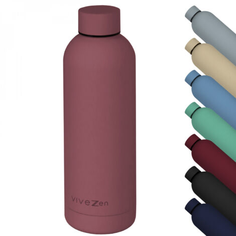 Bouteille, gourde isotherme chaud ou froid en acier inoxydable, réutilisable - 500 ml - Rose - Vivezen