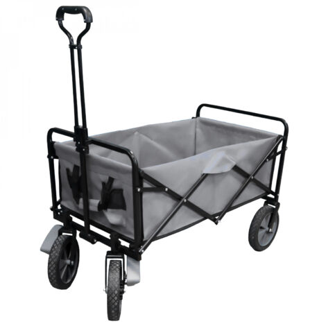 Linxor – Chariot de jardin pliable à roulettes – Charge 90 kg – Dimensions 88x52x59 cm – Poignée réglable jusqu'à 101 cm – Fer galvanisé et toile polyester (1/5)
