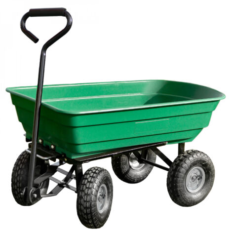 Linxor – Chariot de jardin 75 L – Remorque transport à roulettes 260 kg – Fer galvanisé avec cuve plastique – Roues gonflables tout-terrain (1/5)