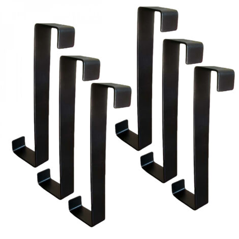 Lot de 6 crochets porte manteaux pour porte en fer galvanisé - Noir - Vivezen (1/4)