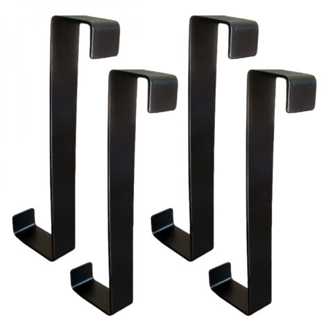 Lot de 4 crochets porte manteaux pour porte en fer galvanisé - Noir - Vivezen (1/4)