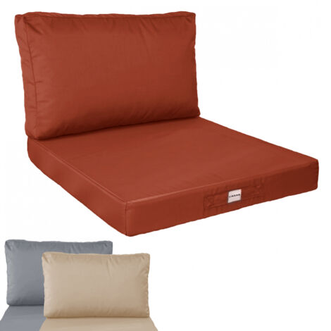 Linxor - Kit de coussins pour salon de jardin déhoussables - 50 x 50 cm - Terracotta