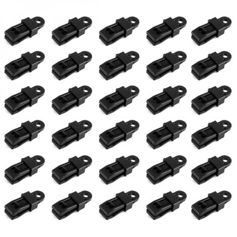 Lot de 30 pinces à tendre, clips pour bâches ou toiles - Noir - Linxor (1/4)