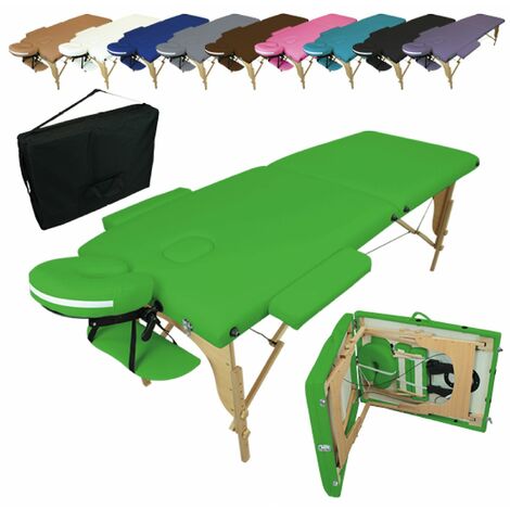 Table de massage pliante 2 zones en bois avec panneau Reiki + Accessoires et housse de transport - Vert - Vivezen - Vert