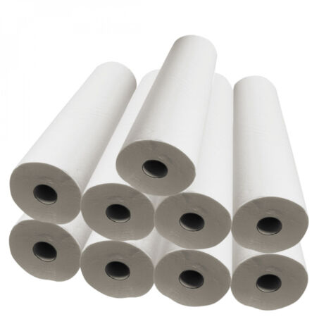 Lot de 9 draps d'examen blanc 60cm x 50m - 34g/m2 double épaisseur aspect gaufré 100% pure ouate - Vivezen