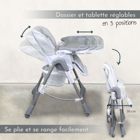 Chaises hautes et réhausseurs bébé Combelle Harnais sécurité 5 points - KIT gris