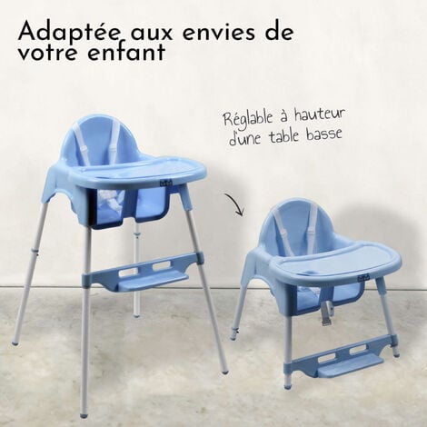 Chaise Haute Bebe Reglable Hauteur Et Tablette Delice Bleu Monsieur Bebe