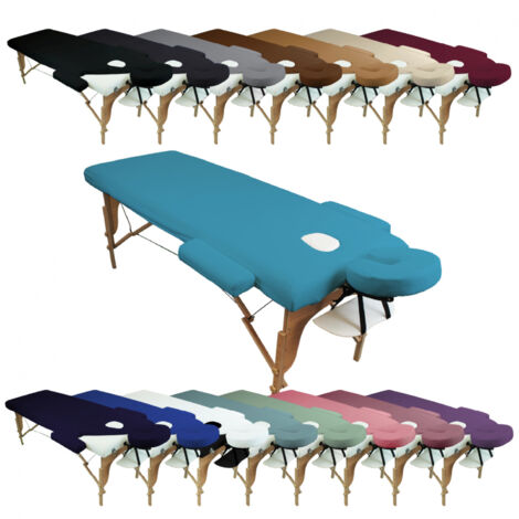 Kit complet de housses pour table de massage - Éponge - Bleu turquoise - Vivezen