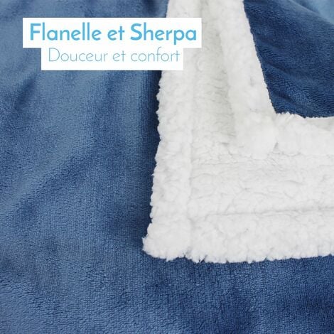 Couverture Plaid Polaire Pour Bebe 75 X 100 Cm En Flanelle Et Sherpa Ultra Doux Bleu