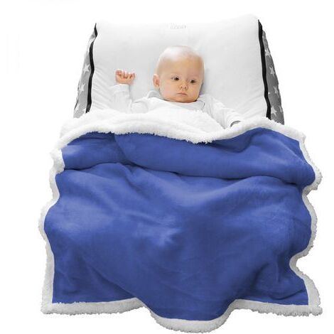 Couverture Plaid Polaire Pour Bebe 75 X 100 Cm En Flanelle Et Sherpa Ultra Doux Bleu Monsieur Bebe