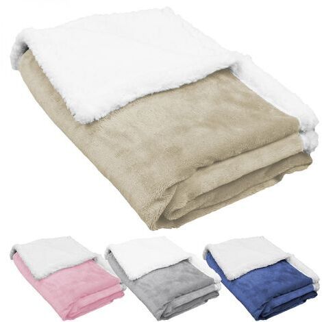 Couverture, plaid polaire pour enfant 75 x 100 cm en flanelle et sherpa ultra doux - Beige - Monsieur Bébé