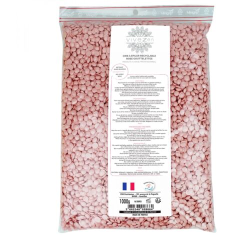 Lot de 2 sachets gouttelettes, perles de cire à épiler pelable et recyclable - Rose - 100% fait en France - Vivezen