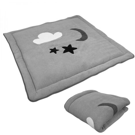 Tapis de jeu, de sol, d'éveil ou de parc bébé, enfant molletonné 1m x 1m - Gris - Monsieur Bébé