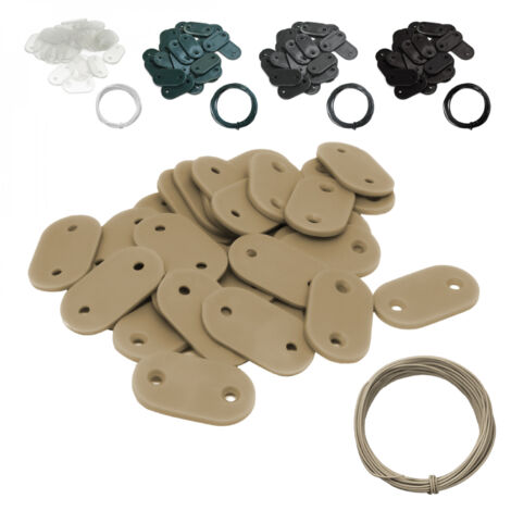 Lot de 5 kits de fixation pour brise vue, canisse anti-UV - Beige - Linxor