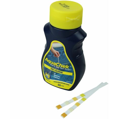Lot de 50 bandelettes d'analyse 4 en 1 pour piscine et spa – Mesure chlore, pH, alcalinité – Utilisation facile avec échelle de couleurs – Aquachek