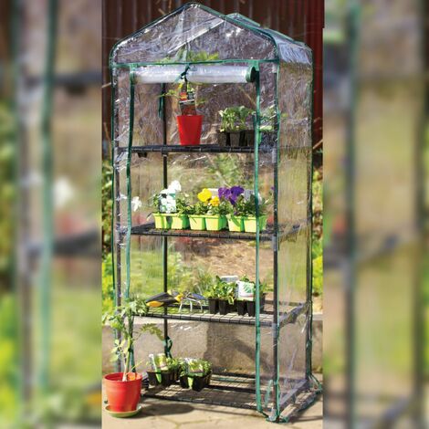 Serre de jardin 4 étagères 69 x 49 x 160 cm transparente en plastique PVC - Linxor