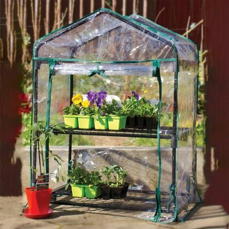 Serre de jardin 2 étagères 69 x 49 x 90 cm transparente en plastique PVC - Linxor