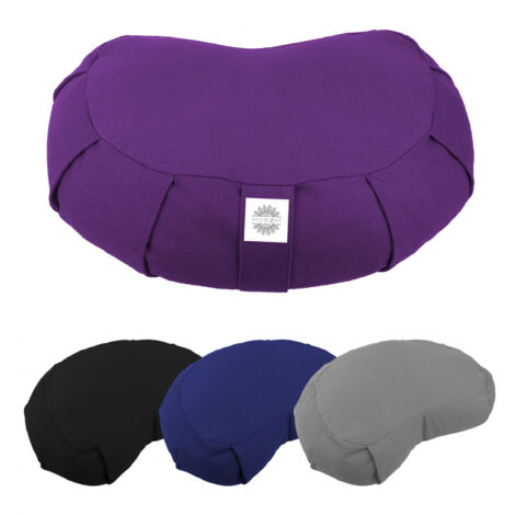 Pouf, zafu, coussin de méditation, yoga - Demi-lune - 44 x 27 x 13 cm - Prune - Vivezen