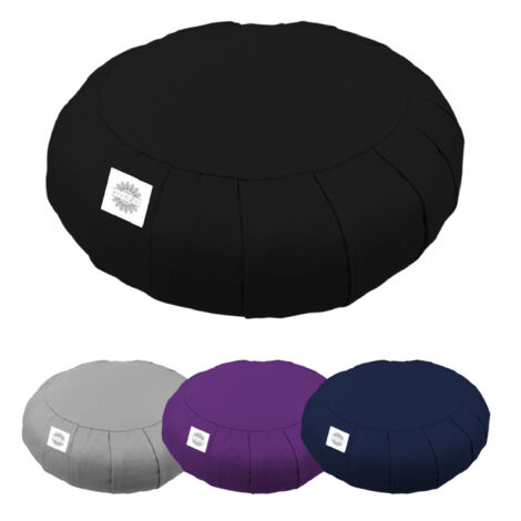 Pouf, zafu, coussin de méditation, yoga - Rond - 38 x 38 x 13 cm - Noir - Vivezen
