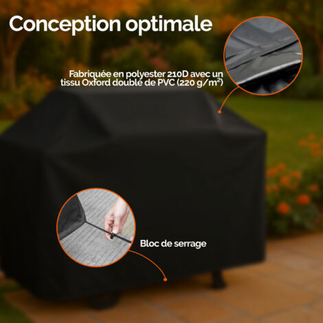 Housse De Protection Pour Barbecue – Taille 120x60x120 Cm – Tissu Oxford 420D Étanche – Anti-Vent – Universelle - 7