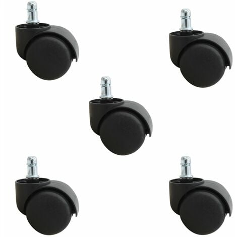 Lot de 5 roulettes pivotantes pour tabouret ou chaise de bureau - Noir - Vivezen