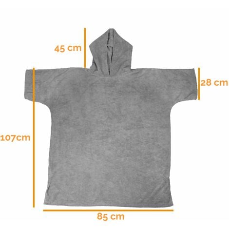 Serviette poncho de bain ou de plage - Adulte - Gris - Vivezen