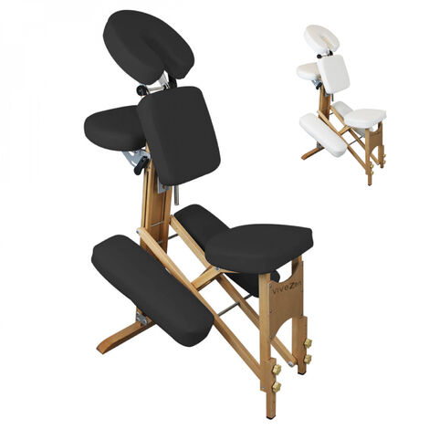 Chaise de massage en bois pliable avec sac de transport - Noir - Vivezen