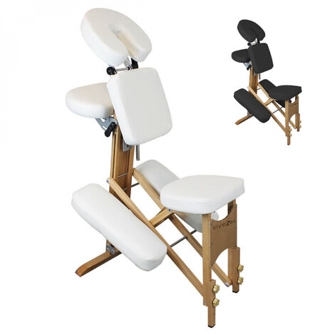 Chaise de massage en bois pliable avec sac de transport - Blanc - Vivezen