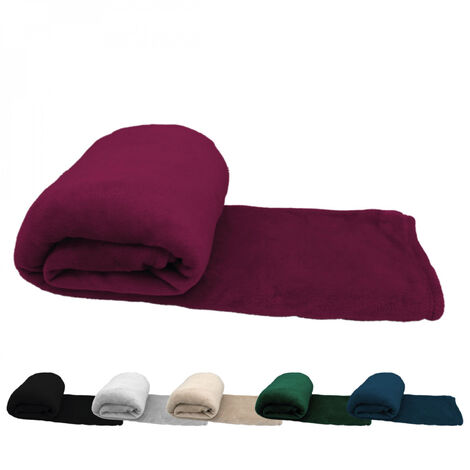 Couverture, plaid polaire, jeté de canapé 220 x 240 cm en flanelle ultra doux - Prune - Vivezen