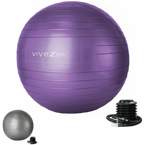 Ballon de yoga, fitness, gymnastique, grossesse en PVC antidérapant - Diam 65 cm - Violet - Vivezen