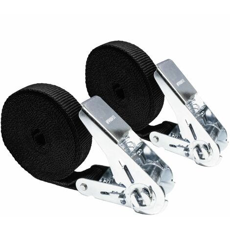 Lot de 2 sangles d'arrimage à cliquet - 25 mm x 5 m - Noir - Linxor (1/3)