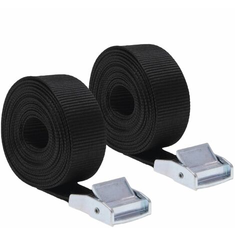 Lot de 2 sangles d'arrimage avec boucle - 25 mm x 5 m - Noir - Linxor (1/3)