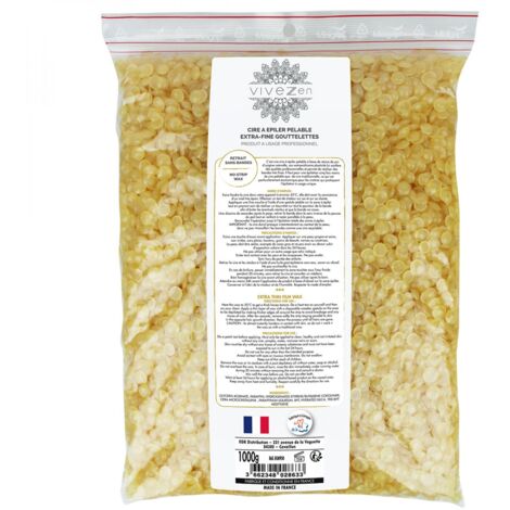 Lot de 2 sachets gouttelettes, perles de cire à épiler pelable - Extra fine - 100% fait en France - Vivezen