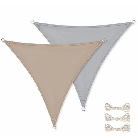 Voile d'ombrage triangulaire imperméable et anti-UV - 3 x 3 x 3 m - Taupe - Linxor (1/3)