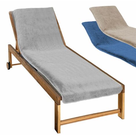 Serviette de plage à rabat pour transat de bain 100 % coton – Dimensions 75 x 200 cm – Poids 380 gr/m² – Couleur gris – Vivezen