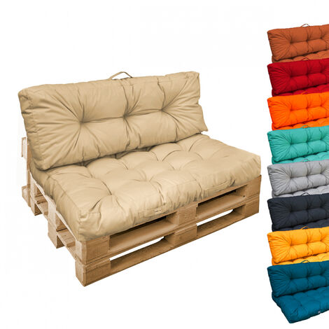 Linxor – Kit de coussins capitonnés pour palette – Tissu oxford 100% polyester – Épaisseur mousse 20 cm – Résistant aux taches et déperlant