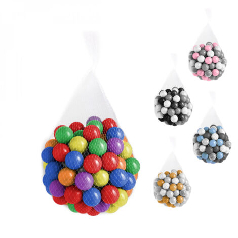Sac de 100 balles de jeu piscine 5,5 cm – Multicolore – Plastique souple indéformable – Rangement facile filet réutilisable – Monsieur Bébé